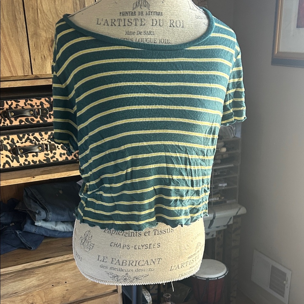 Wild Fable Green and Yellow Striped Crop Top - XL
